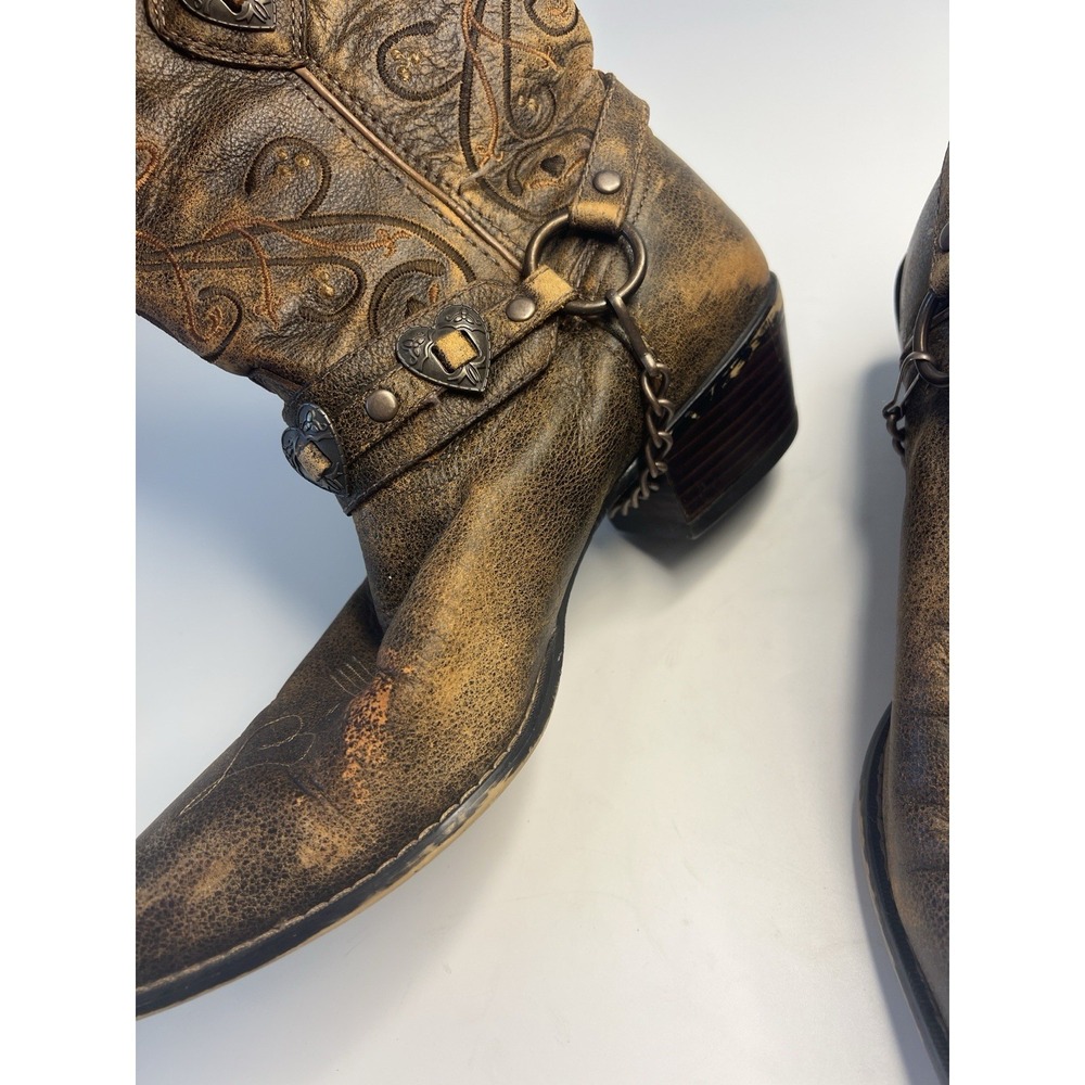 Durango Crush Heart Concho Western Cowgirl Rodeo Country Boots Women 9M Distress - Picture 6 of 14